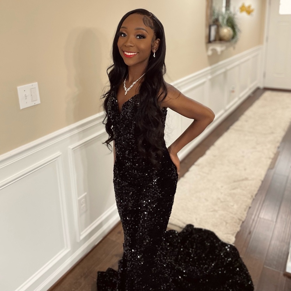 Portia and Scarlett Black Mermaid Gown